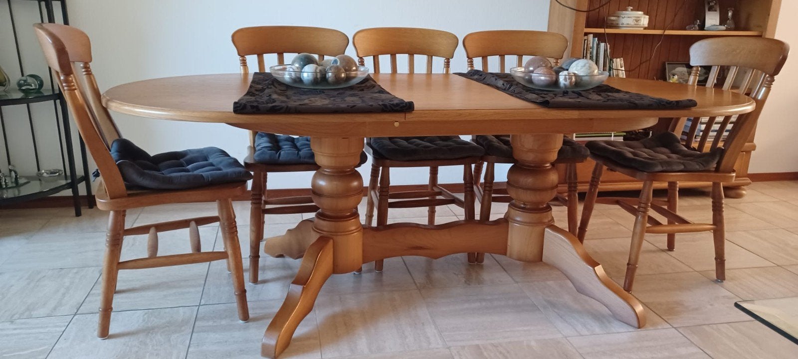Uitschuifbare eettafel met 6 stoelen, Ophalen, Gebruikt, 100 tot 150 cm, Vijf personen of meer