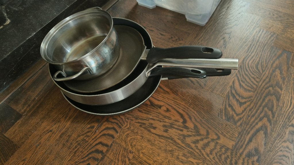 set pannen geschikt voor gas (gebruikt), Huis en Inrichting, Ophalen, Gebruikt, Rvs, Pannenset