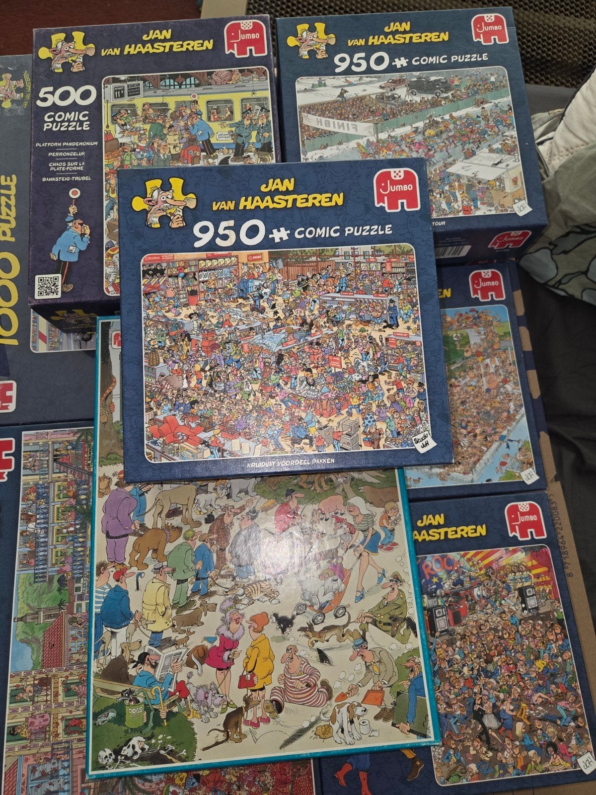 Mooie stapel van 9 jan van Haasteren puzzels, Hobby en Vrije tijd, Denksport en Puzzels, Ophalen of Verzenden, 500 t/m 1500 stukjes