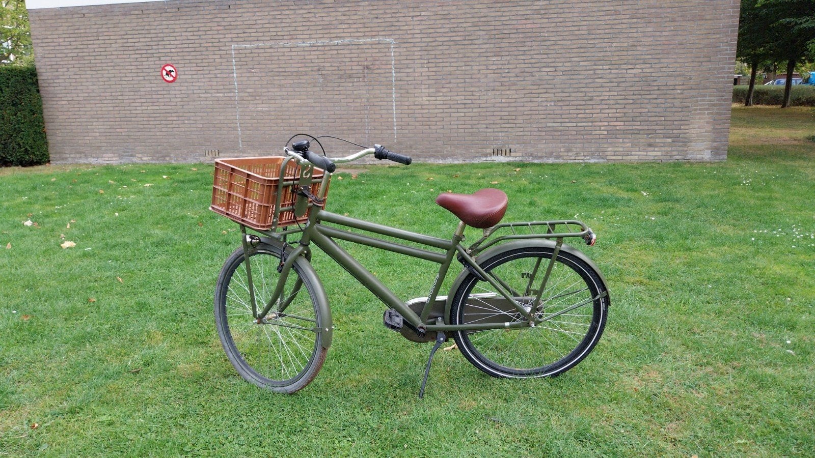 Jongens olijfgroene transportfiets, Fietsen en Brommers, Fietsen | Jongens, Ophalen, Gebruikt, Terugtraprem, Versnellingen
