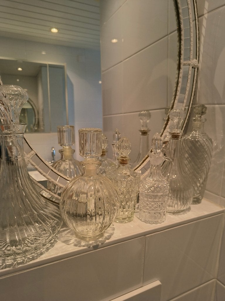 Decoratieve glazen flessen/karaffen - diverse maten, Verzamelen, Ophalen, Gebruikt, Overige typen