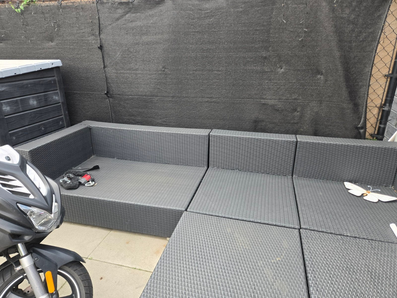 Loungeset met nieuwe taupe loungekussens, Ophalen, 5 zitplaatsen, Gebruikt, Bank