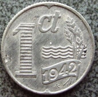 Heel mooie zinken cent 1942., Ophalen of Verzenden, Koningin Wilhelmina, 1 cent, Losse munt