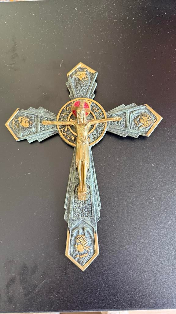 Art Deco Wandkruis met Corpus Christi, Antiek en Kunst, Ophalen of Verzenden