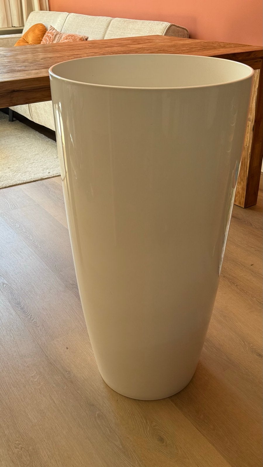 Grote witte bloempot - 90,5 cm hoog, Tuin en Terras, Kunststof, Gebruikt, 40 cm of meer, Rond
