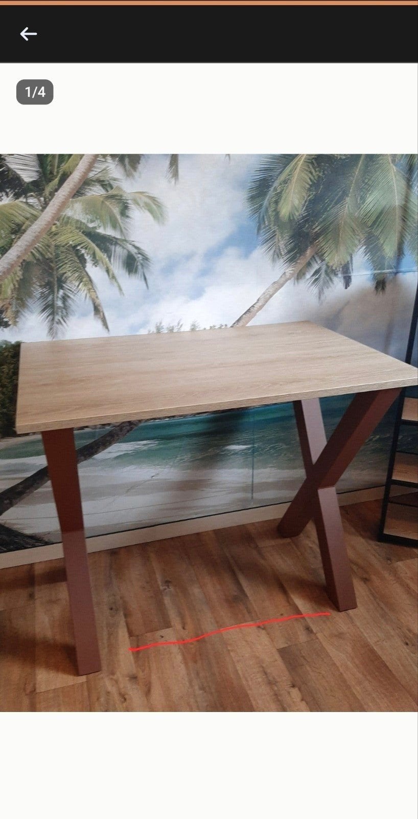 Bartafel met metalen onderstel 120x80cm, Huis en Inrichting, Tafels | Eettafels, Overige houtsoorten, Gebruikt, 100 tot 150 cm