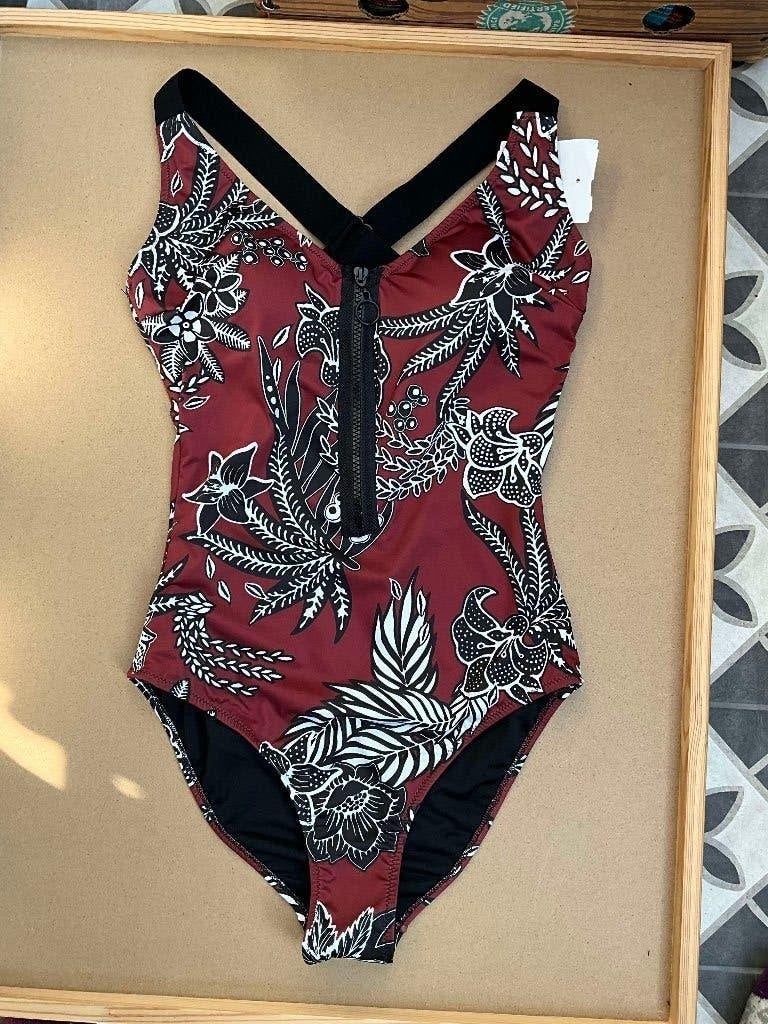 Beachwave badpak gebloemd met sierrits maat 38 Zie foto, Nieuw, Badpak, Ophalen of Verzenden, Beachwave badpak gebloemd met sierrits maat 38 Zie foto