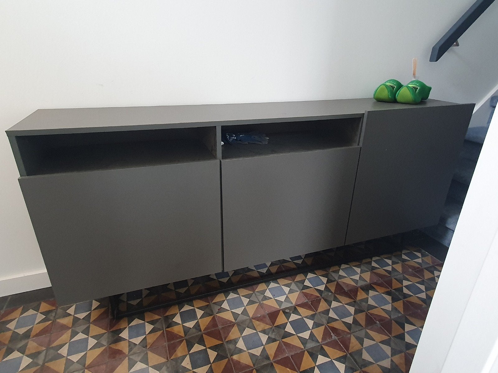 Dressoir/tv-meubel - Grijs, 180x36x80 cm, Overige houtsoorten, Modern, Industrieel, 150 tot 200 cm, Ophalen of Verzenden