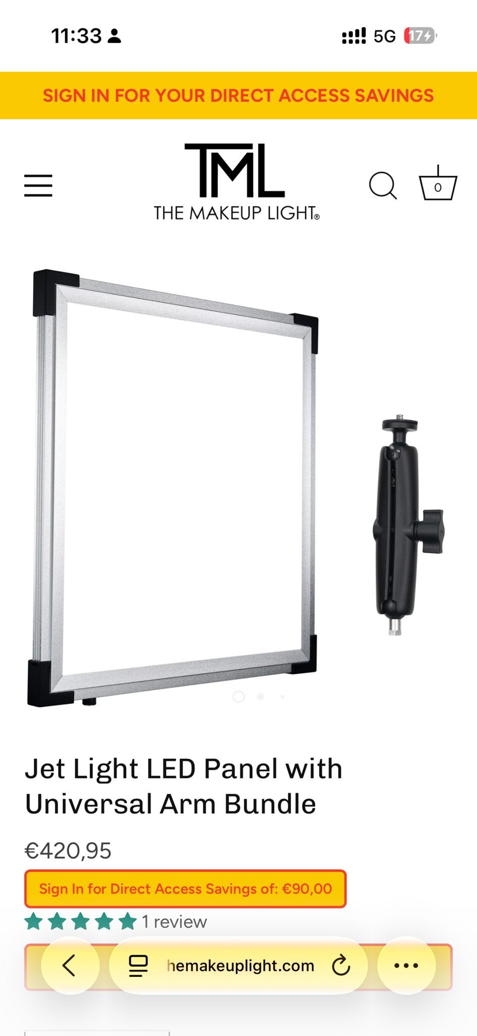TML Jet Light LED Paneel met Universele Arm, Metaal, Overige merken, Ophalen of Verzenden, Zo goed als nieuw