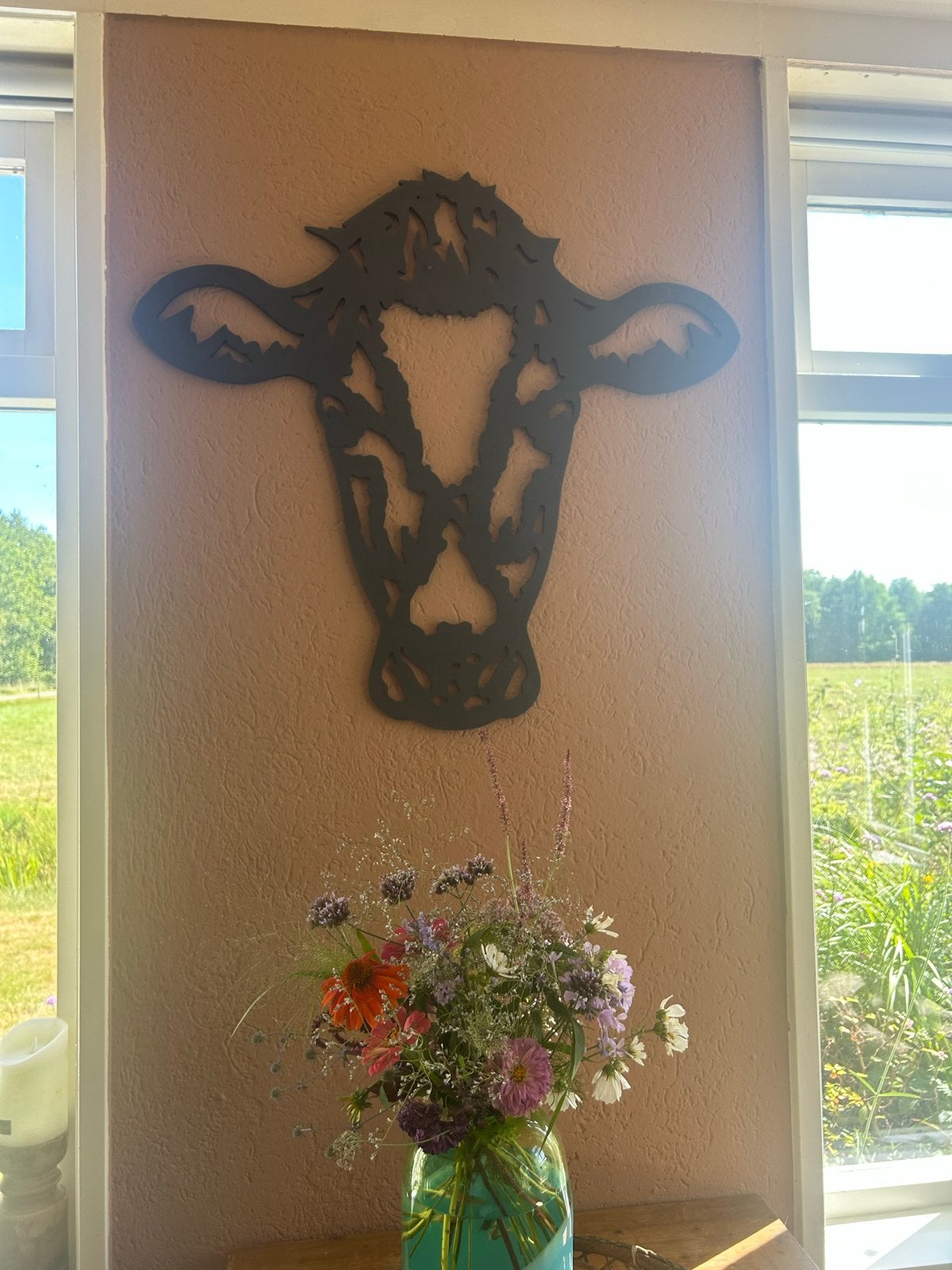 wanddecoratie koeienkop - Modern en uniek, Ophalen, Wandsculptuur, 83 cm, 90 cm