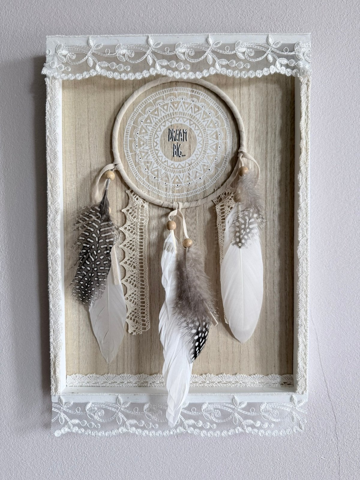 Dromenvanger schilderij handgemaakt nieuw!, Beige, Boho, Hout, 34 cm