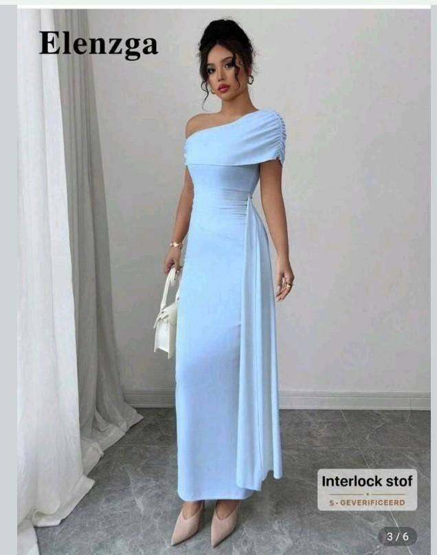 Lichtblauwe jurk gala/bruiloft - nieuw!, Ophalen of Verzenden, Nieuw, Maat 36 (S), Blauw