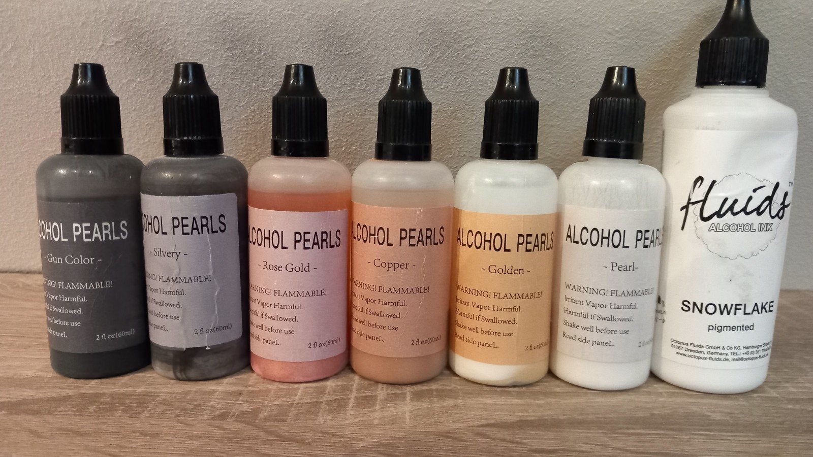 parelmoer alcohol inkt voor epoxy 7 flesjes, Gebruikt, Meerkleurig, Ophalen of Verzenden, Overige materialen