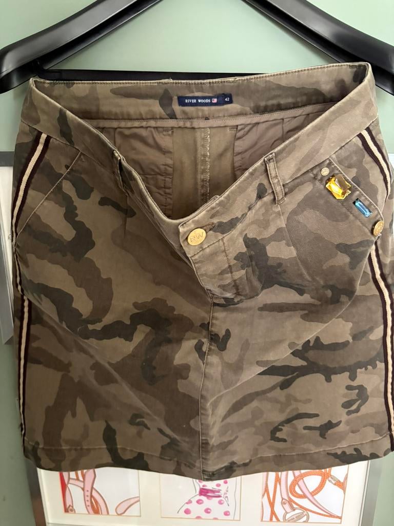 River Woods army rok stretch maat 42, Verzenden, Maat 42/44 (L), Zo goed als nieuw, Knielengte