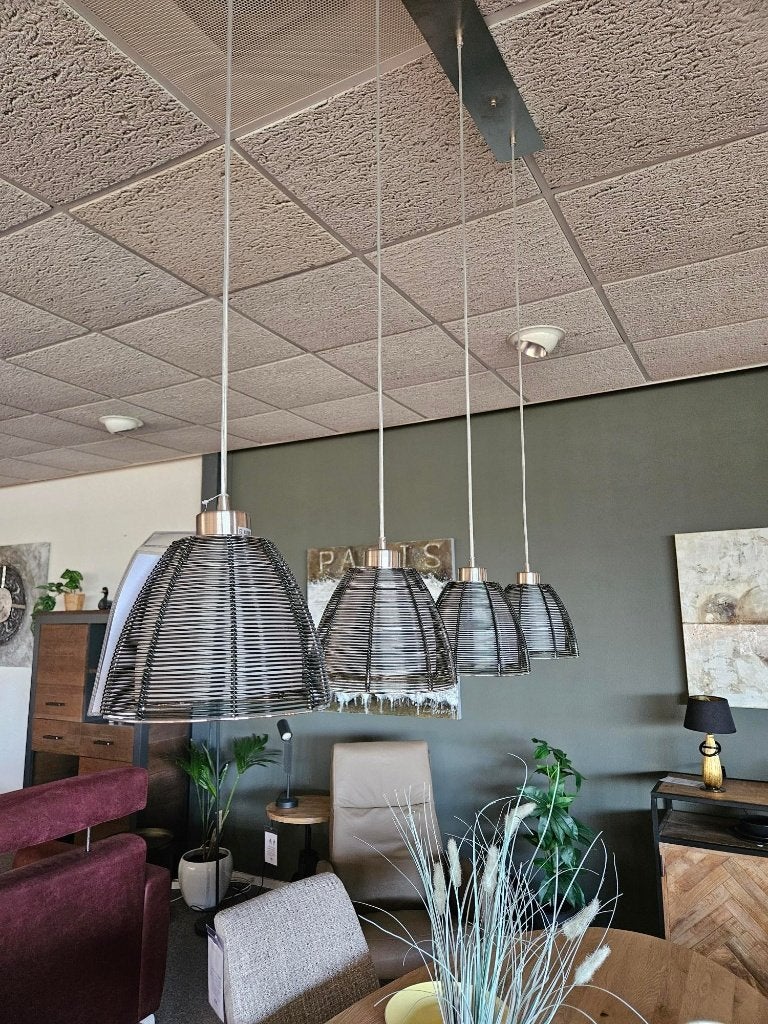 2 Hanglampen Whires | Recht 4L + Rond 3L - ShowroomM, Zo goed als nieuw, Glas, Modern, E27 (groot)