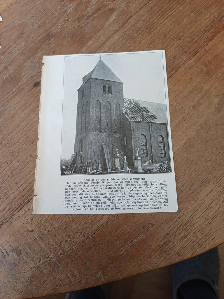 Knipsel toren Balgoij 1914, Ophalen of Verzenden, Voor 1920, Knipsel(s)