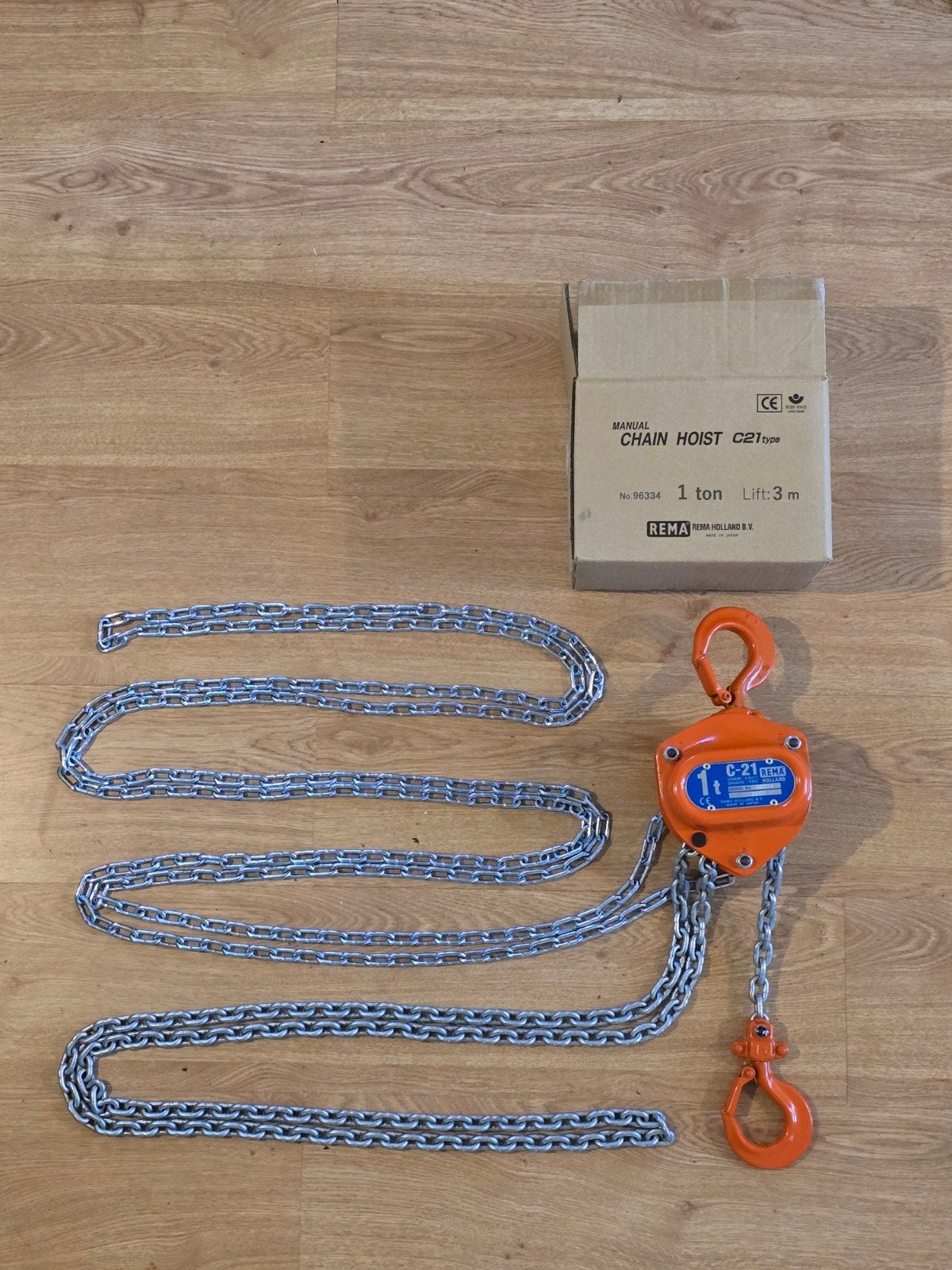 REMA C-21 Kettingtakel 1 Ton / 3 Meter Bouwjaar: 2023, Ophalen of Verzenden, Zo goed als nieuw, Handmatig