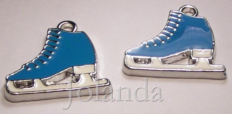 0840 Blauwe Metalen Schaats Bedels, Sieraden, Tassen en Uiterlijk, Overige merken, Overige materialen, Nieuw, Ophalen of Verzenden