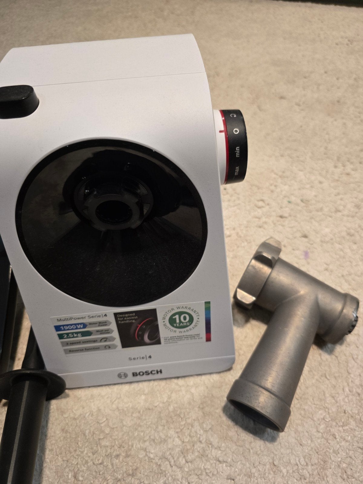 Bosch MultiPower Serie 4 Vleesmolen - 1900W, Minder dan 1 liter, Ophalen, Zo goed als nieuw, 2 snelheden