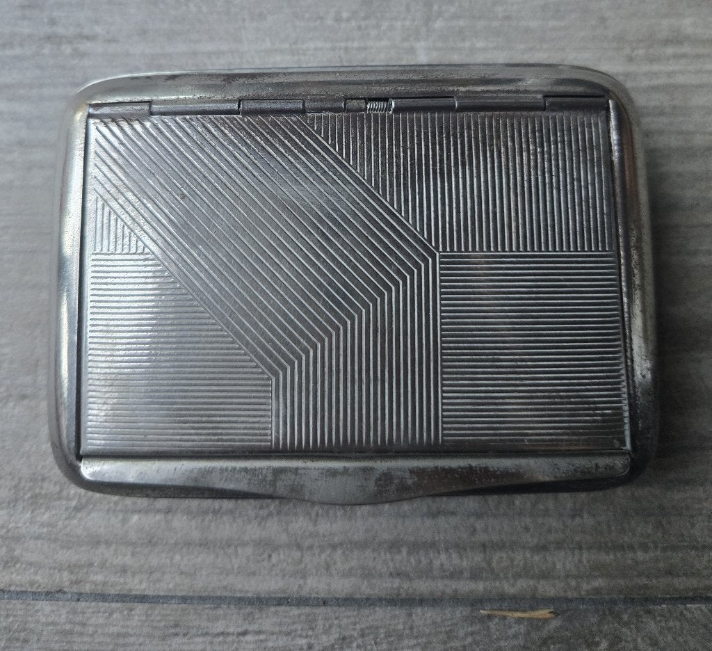 Verzilverde tabaksdoos Art Deco + v Rossem sigarettenpapier, Ophalen of Verzenden