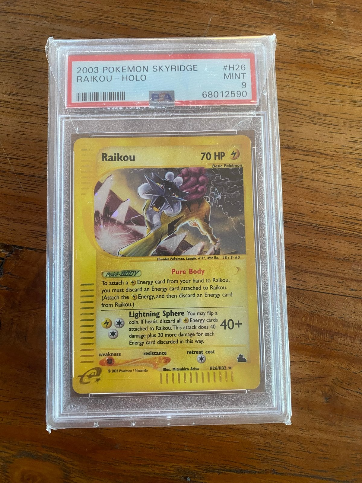 2003 Pokémon Skyridge Raikou Holo #H26 PSA 9 MINT, Ophalen of Verzenden, Zo goed als nieuw, Losse kaart, Foil