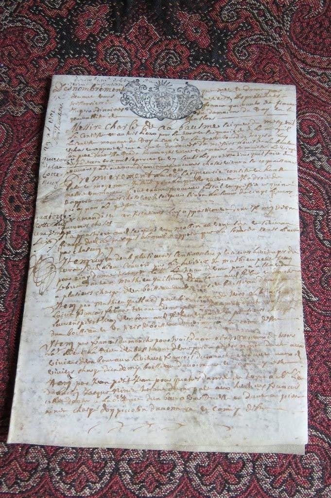 Antiek perkament G.D. Champagne uit 1701, Ophalen of Verzenden