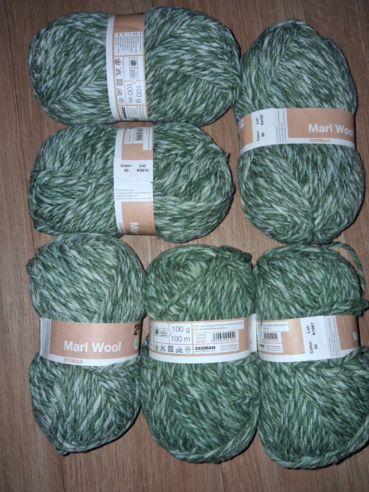 Marl Wool - Groen gemêleerd garen (6 bollen), Ophalen of Verzenden, Nieuw, Breien of Haken, Wol of Garen