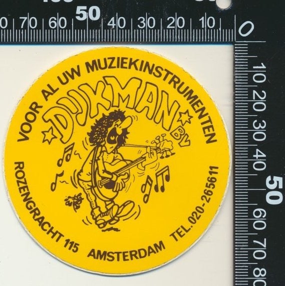 Sticker: Dijkman Muziek Instrumenten - Amsterdam (2), Ophalen of Verzenden, Zo goed als nieuw, Bedrijf of Vereniging
