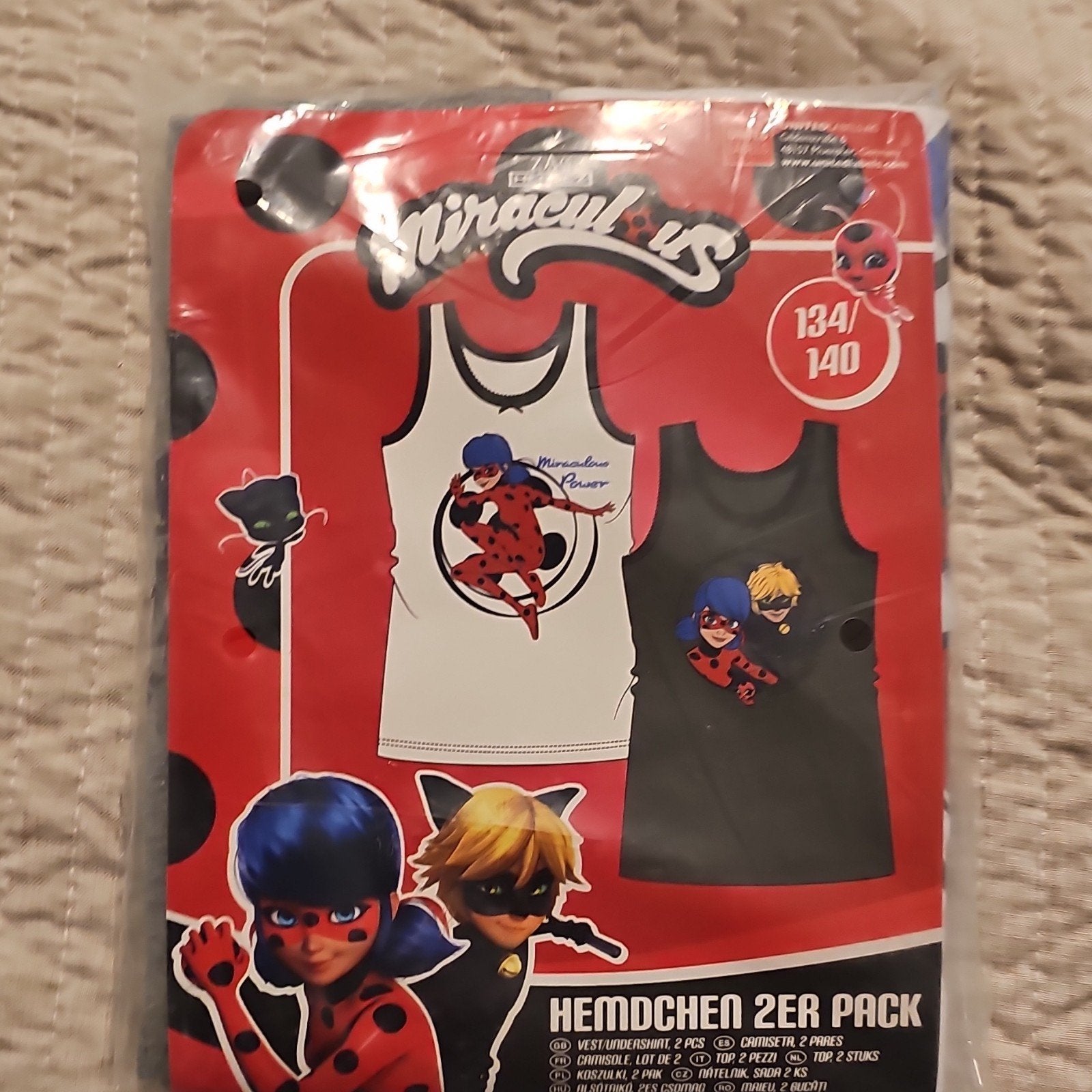 Miraculous Ladybug hemdjes 2-pack maat 134/140 nieuw, Nacht- of Onderkleding, Meisje, Nieuw, Ophalen of Verzenden