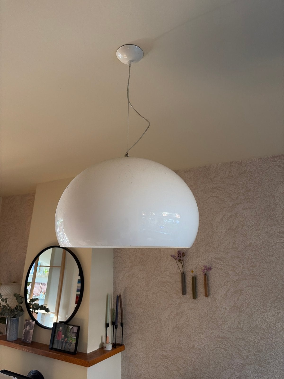 Kartell Fly witte koepel hanglamp, Zo goed als nieuw, Modern design, Kunststof, E27 (groot)