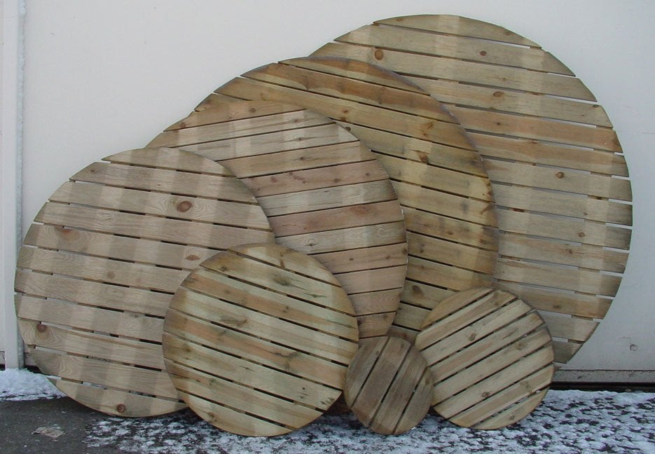 Ronde houten Vlonders en Verloopscherm opruiming, Tuin en Terras, Ophalen, Tuindeco, Nieuw, Tuindeco