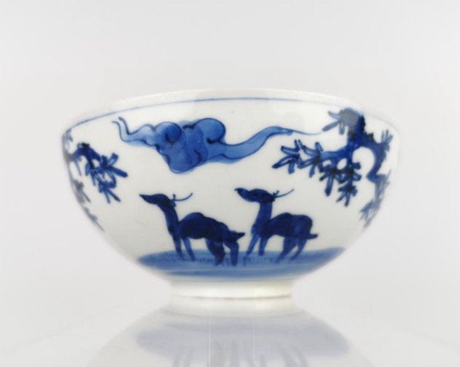 Antieke Japanse Porseleinen Kom – Blauw-Wit – Edo 18e Eeuw, Antiek en Kunst, Ophalen