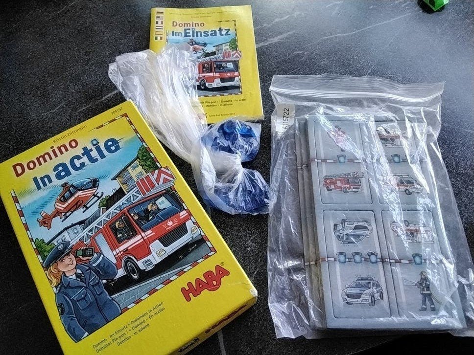 HABA Domino In actie - Spannend dominospel, Ophalen of Verzenden, Zo goed als nieuw, Jongen of Meisje