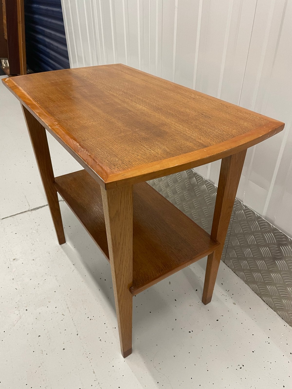Vintage Mid Century Bijzettafel Hout, Huis en Inrichting, Tafels | Bijzettafels, Minder dan 55 cm, Gebruikt, Rechthoekig, Hout