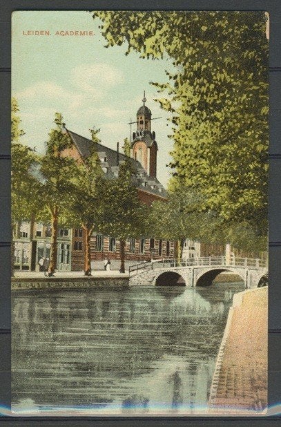 Oud Leiden 1915 Academi Rapenburg Ansichtkaart 1108a jdu, Ophalen of Verzenden, Voor 1920, Ongelopen, Zuid-Holland
