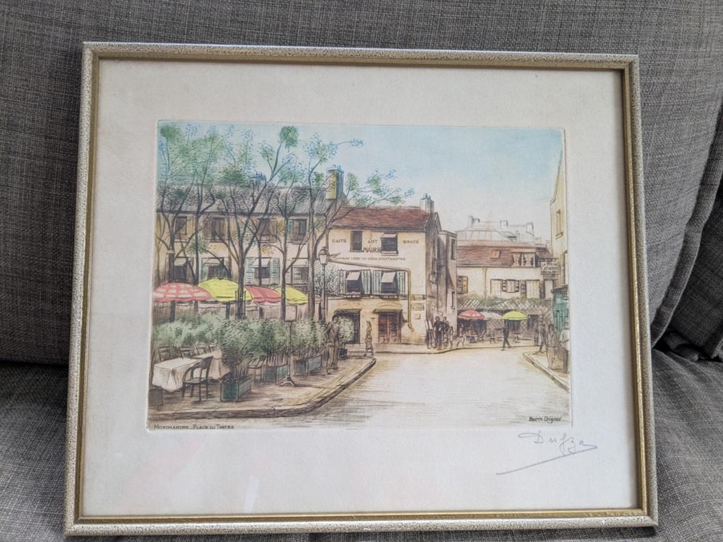 Gesigneerde Dufza, Antiek en Kunst, Kunst | Etsen en Gravures, Ophalen