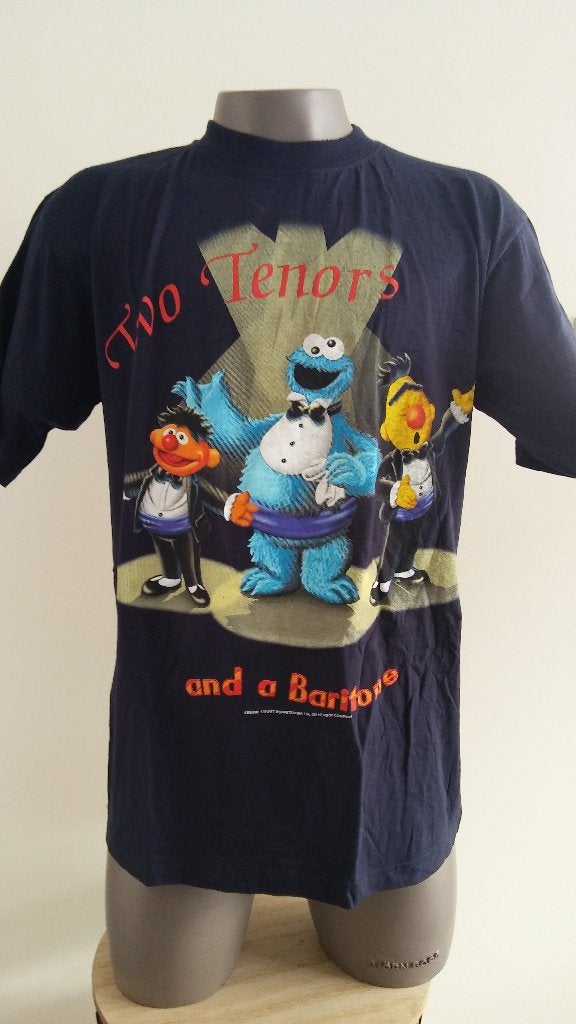 Sesamstraat two tenors t-shirt koekiemonster shirt vintage, Verzenden, Overige figuren, Zo goed als nieuw, Overige typen