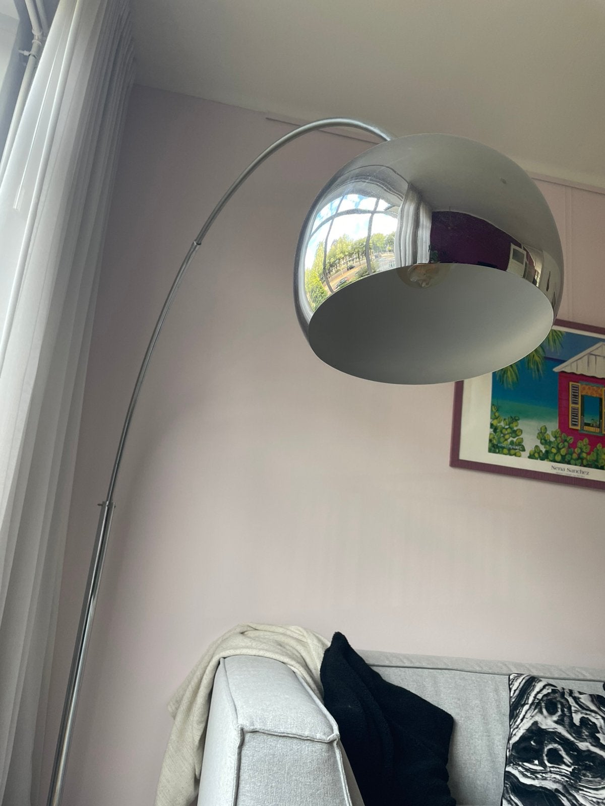 Grote staande zilveren lamp, Huis en Inrichting, Lampen | Vloerlampen, Ophalen, Zo goed als nieuw, 150 tot 200 cm