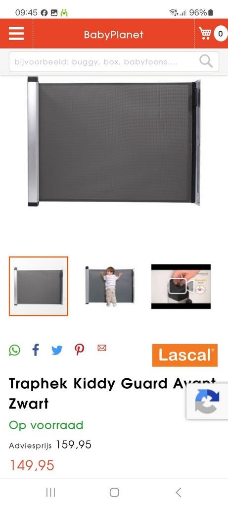 Kiddy Guard avant traphekje oprolbaar, Kinderen en Baby's, Ophalen, Overige materialen, 115 cm of meer, Oprolhekje