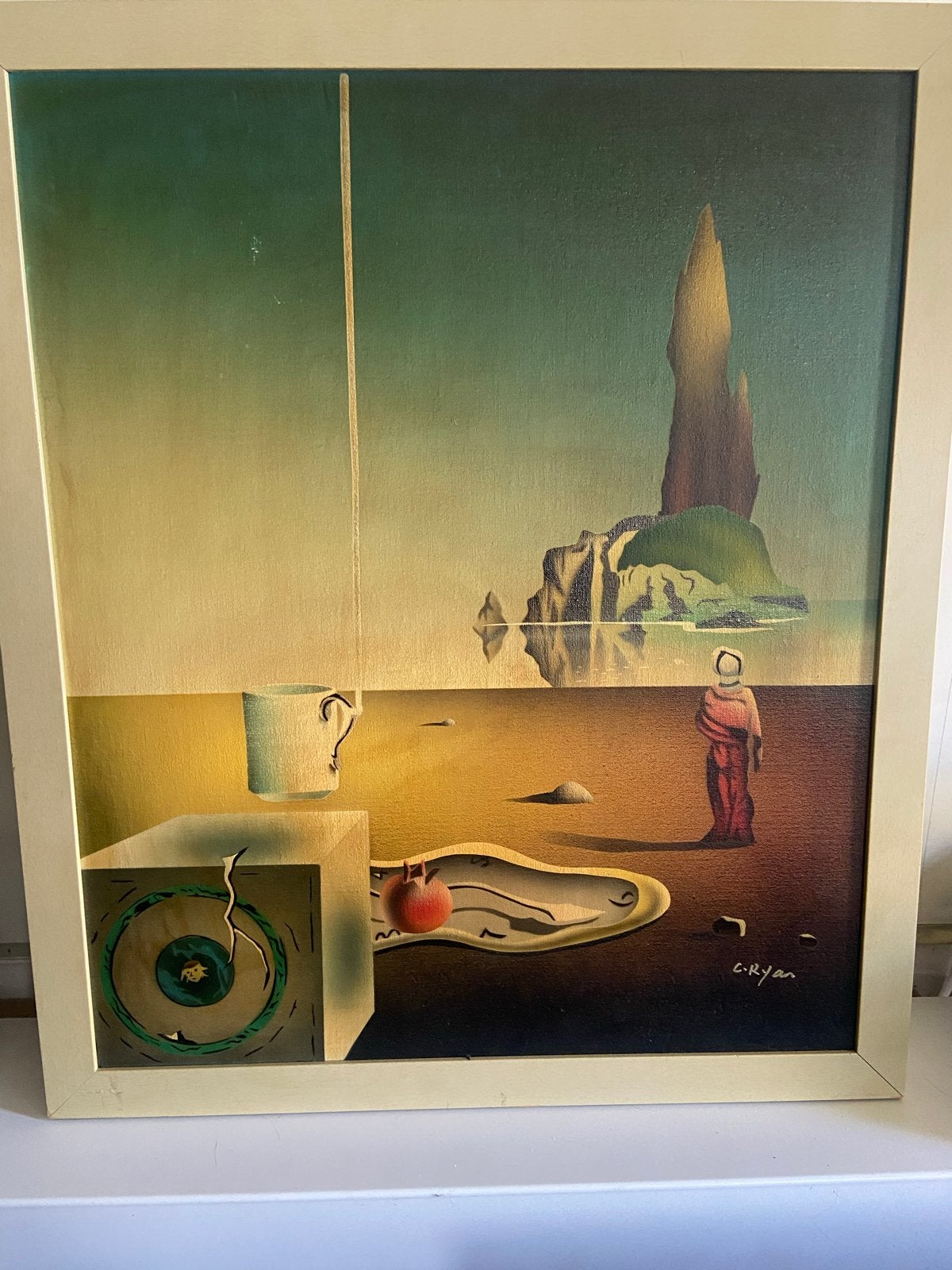 Surrealistisch schilderij, gesigneerd G. Ryan, Doek, Surrealisme, Ophalen of Verzenden, Gesigneerd