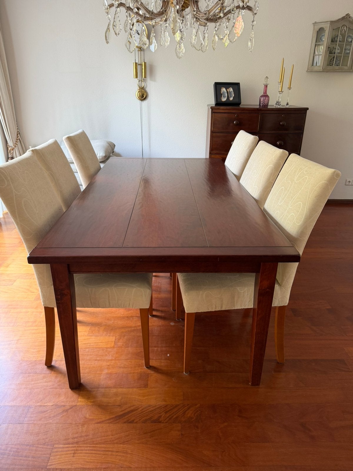 Tafel kersenhout 200x100, Ophalen, 200 cm of meer, 50 tot 100 cm, Zo goed als nieuw