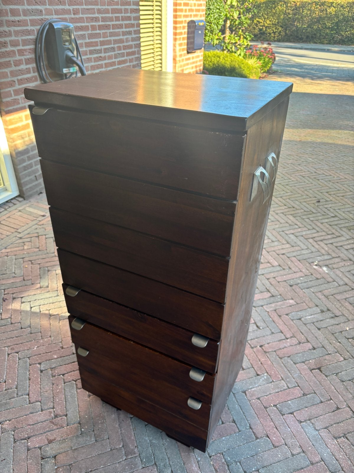 Houten Bestek- en Servieskast - 125x55x42 cm, Gebruikt, 100 tot 150 cm, 3 of 4 laden, 25 tot 50 cm