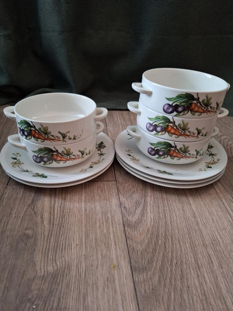 Villeroy & Boch Botanica soepkommen met schotels (6 stuks), Ophalen of Verzenden, Zo goed als nieuw, Kom(men), Overige stijlen