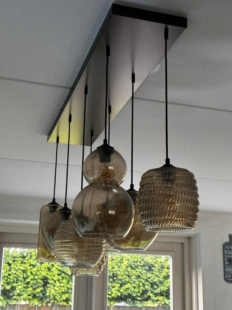 Eetkamer lamp, Ophalen, Gebruikt, Glas, E27 (groot)