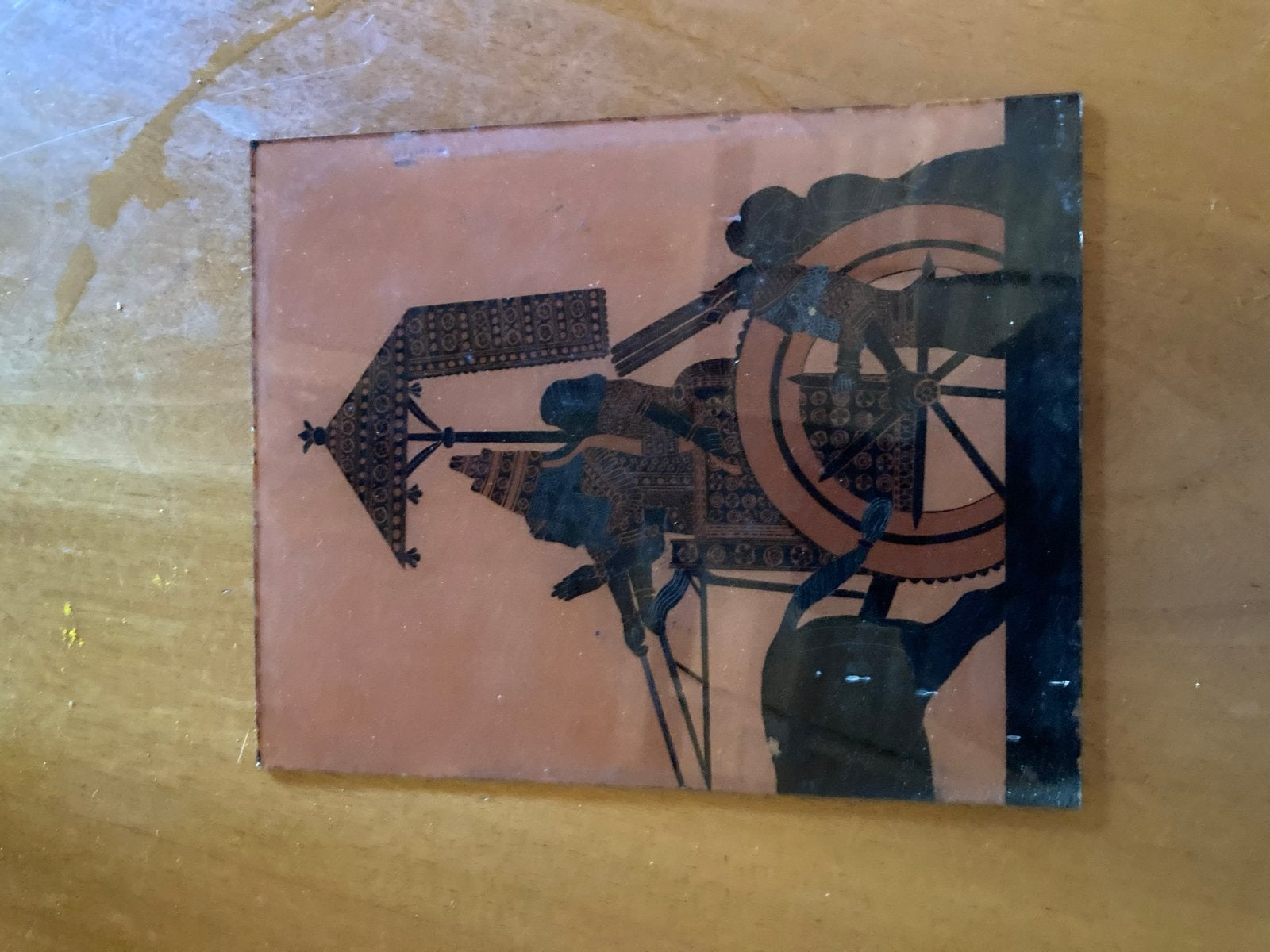 Antiek Grieks vaasfragment met strijdwagen, Ophalen of Verzenden