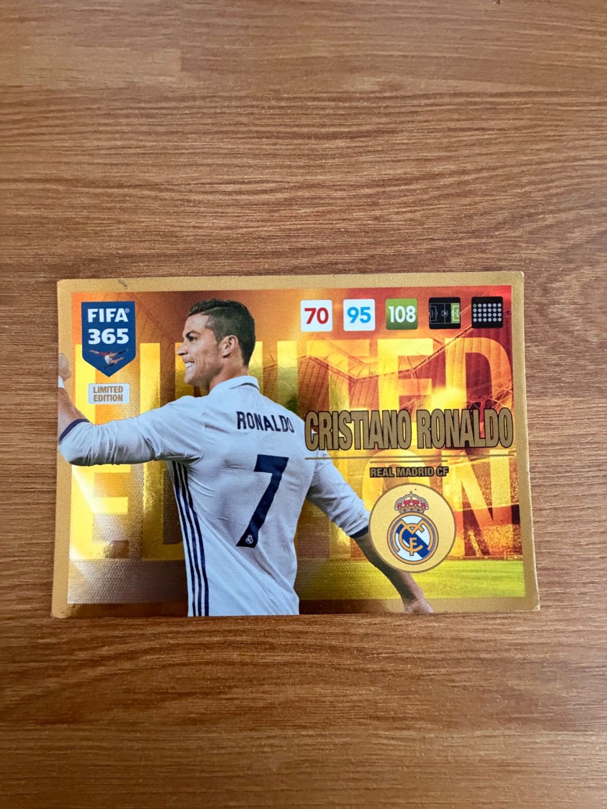 Cristiano Ronaldo Limited Edition Panini FIFA 365 Update 201, Ophalen of Verzenden, Gebruikt, Buitenlandse clubs, Spelerskaart