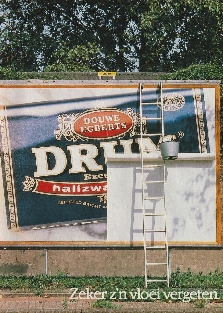 Retro reclame 1988 Drum shag tabak zeker vloei vergeten, Verzenden, Overige typen