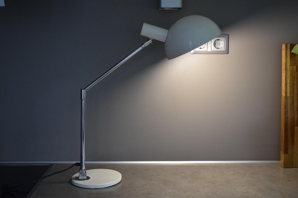 Vintage Koch & Lowy voor OMI burolamp space age wit chroom, Ophalen, Gebruikt, Koch en Lowy, Metaal