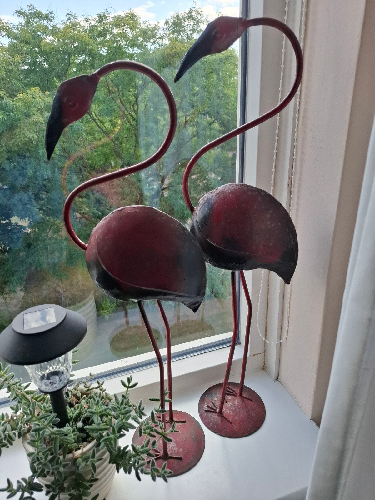 2 flamingos  van blik/ijzer, Tuin en Terras, Ophalen of Verzenden