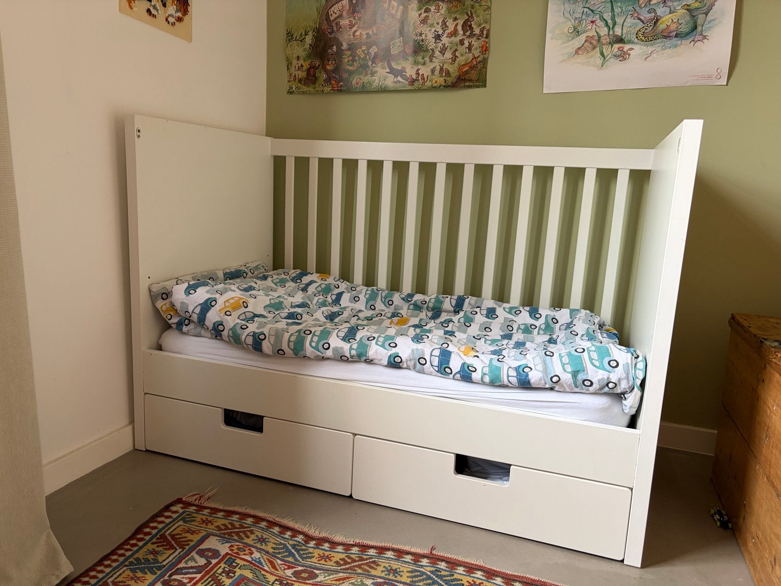 IKEA Stuva Ledikant met lades - Wit, Ophalen, Gebruikt, 70 tot 85 cm, Lattenbodem